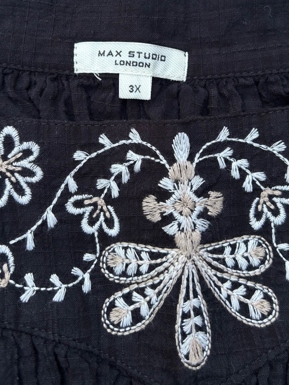 Max Studio ⎸ Cotton Blend Floral Embroidered Flutter Sleeve Top - Picture 7 of 8